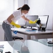 cleaning computer monitor