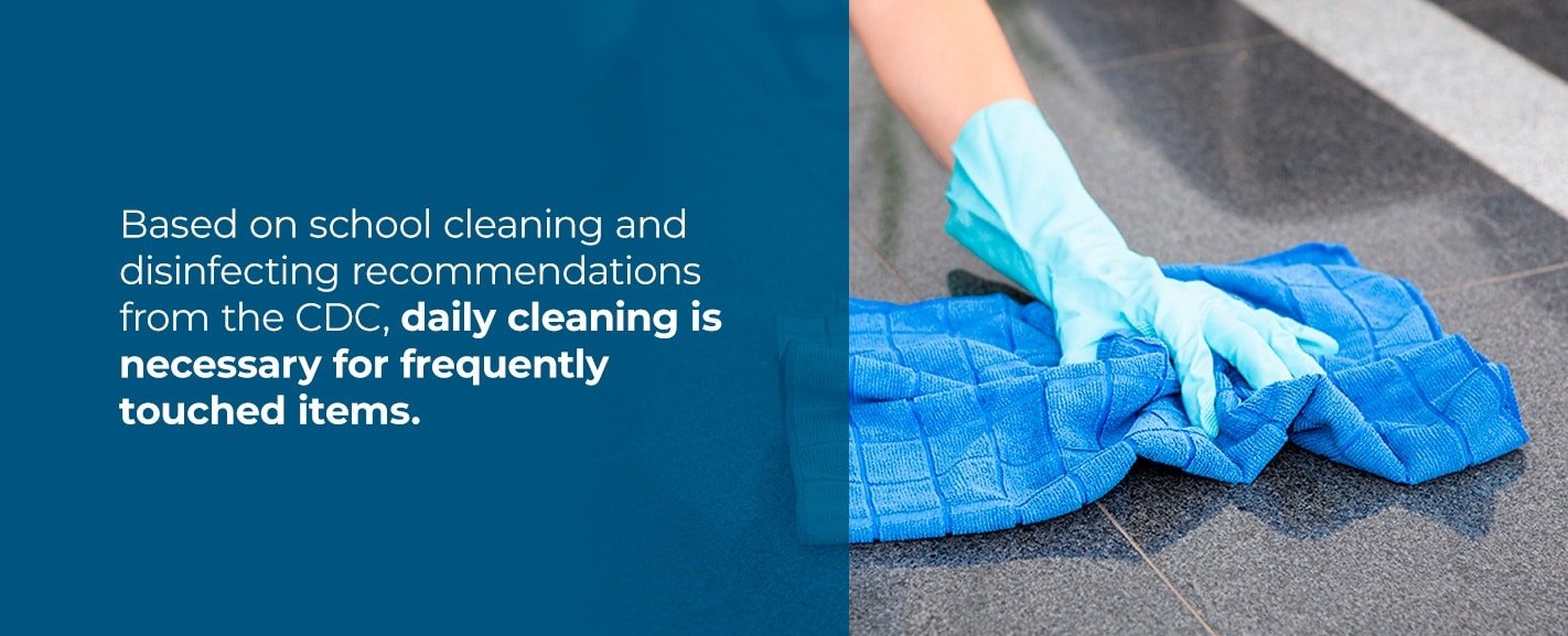 clean frequently touched surfaces throughout the day