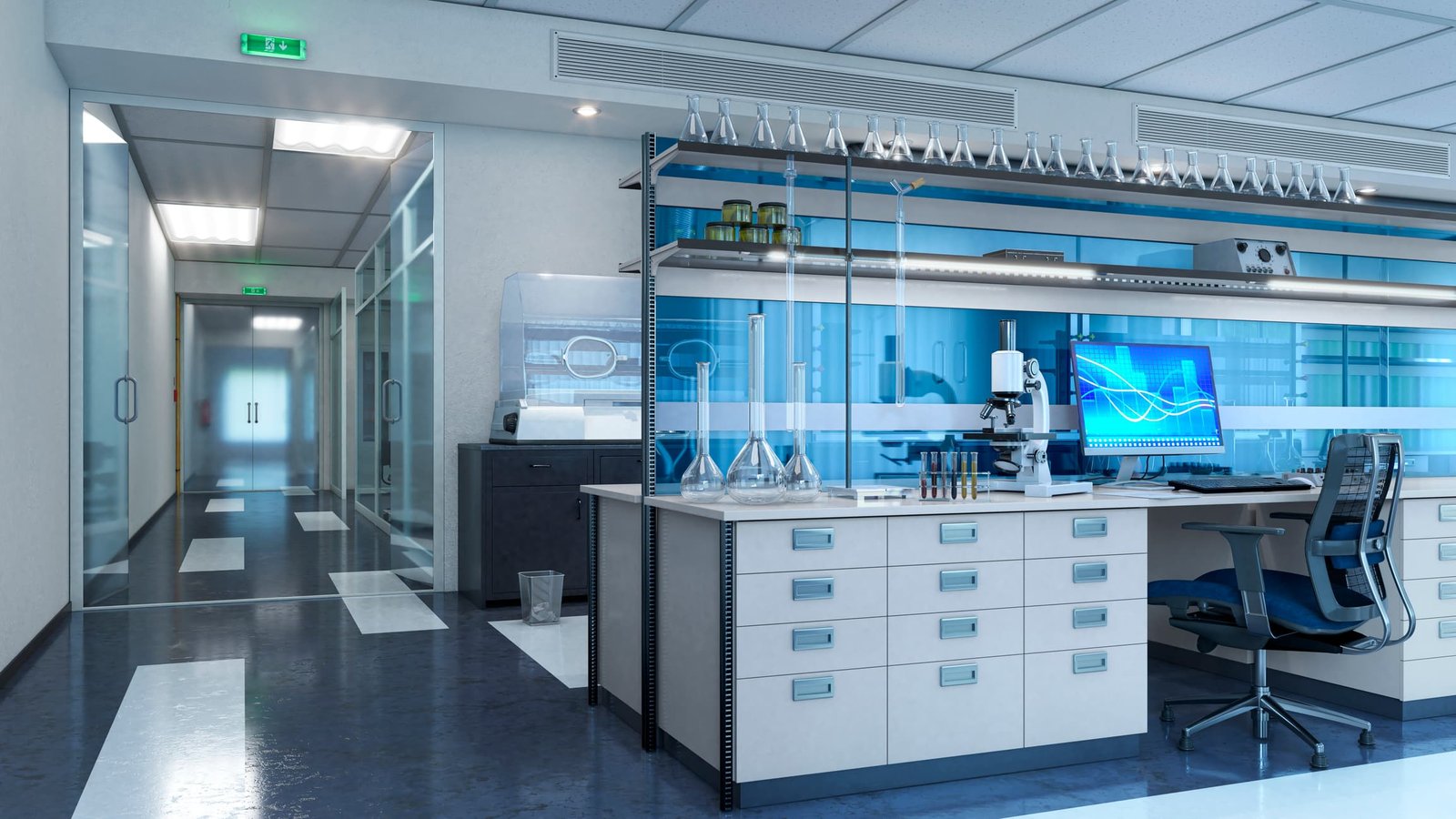 Scientist working in a clean, modern bio-research lab